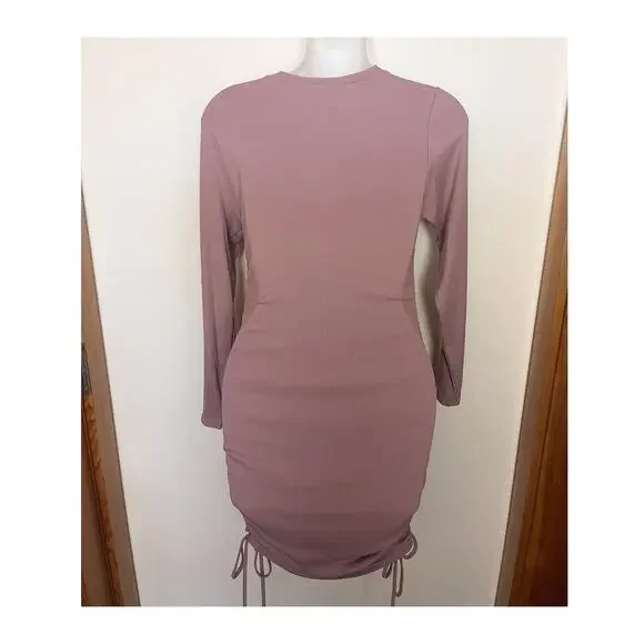 NWT BB Dakota by Steve Madden Crush Ribbed Knit Mini Dress Sz Medium Dusty Rose - Picture 6 of 10